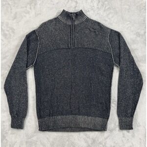 Buckle BKE 1/4 Zip Sweater Mens L Comfortable Mission Midweight Heathered Black